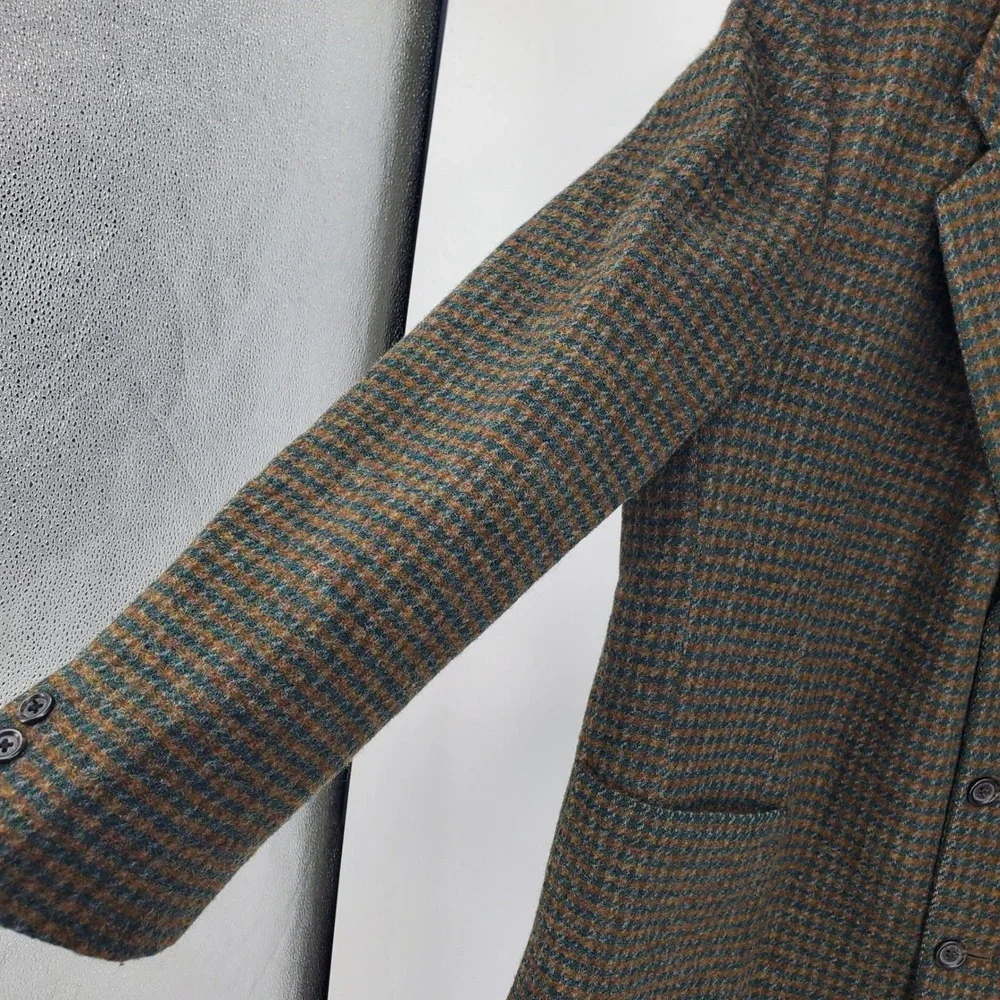 Vintage L.L. Bean Wool Blend‎ Thinsulate Old Money USA Green Plaid Blazer Jacket